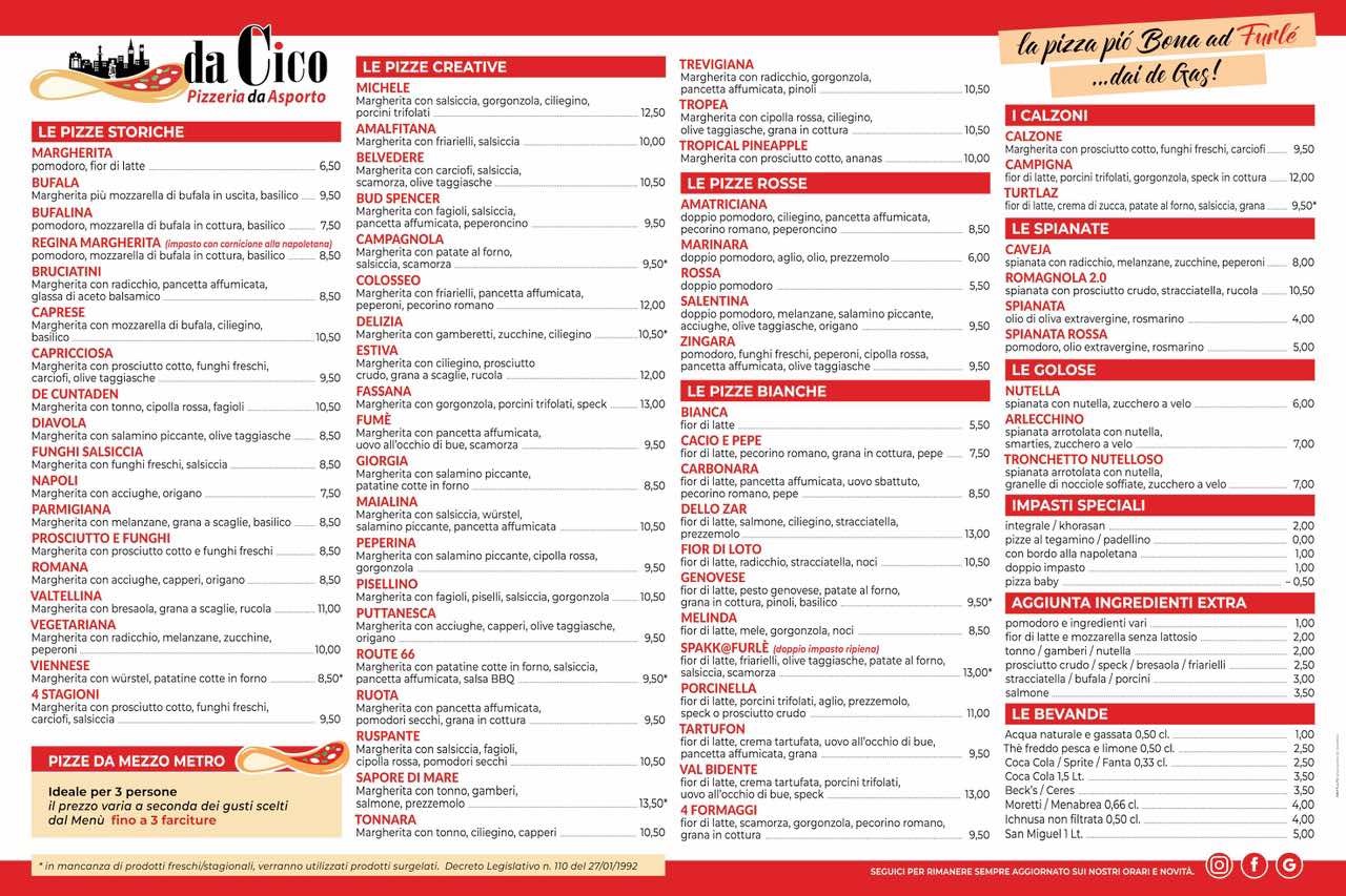 Menù di Pizzeria Da Cico